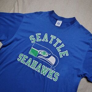 Vintage Seattle Seahawks NFL Football T-Shirt Logo 7 XL Blue Made in USA